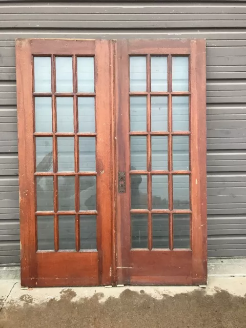 AN411 Pair Pine French Doors Flat Glass 60.5 X 795/8 X1 3/8
