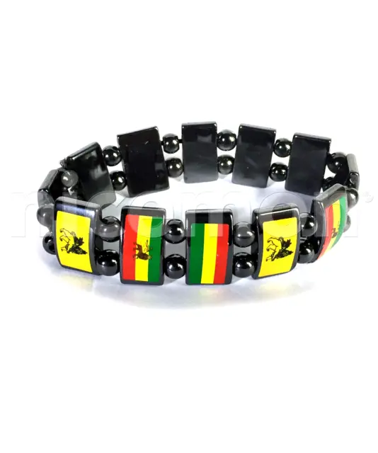 Conquering Lion Of Judah Hematite Rasta Bracelet Wrist Band Reggae Marley RGY