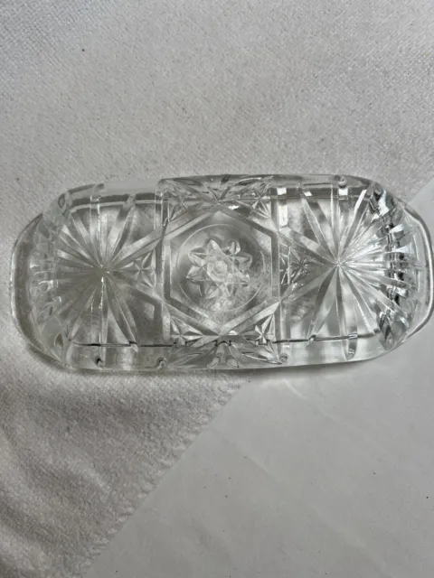 Clear Cut Pressed Glass Covered Butter Dish Star Design *(Last week for sale)*