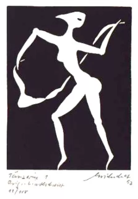 Tänzerin 1 - original Linolschnitt Franz Grickschat Nr 723 signiert
