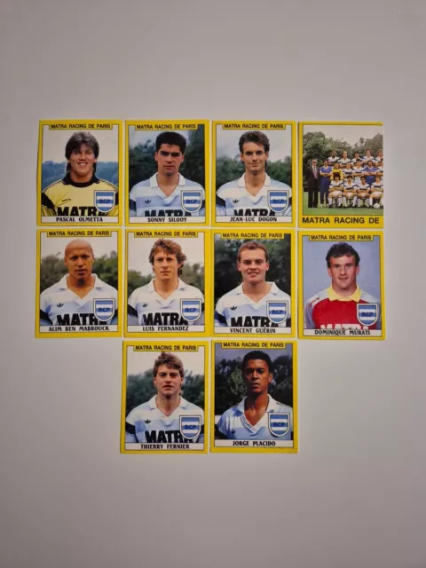 Lot 10 vignettes Matra Racing Paris RP1 Panini Foot 1989 89 / Olmeta Fernandez