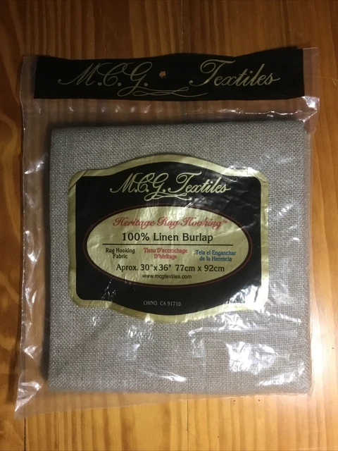 Nueva con etiquetas alfombra de enganche MCG 100 % tela de arpillera de lino 30"" x 36"" C2