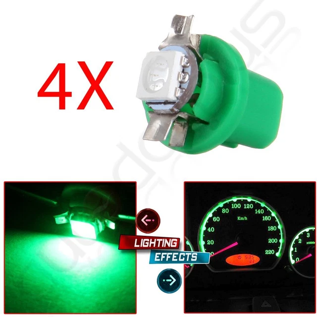 4 X Green T5 B8.5D 5050 Epistar Smd Led Bulbs Dashboard Cluster Gauge Side Light