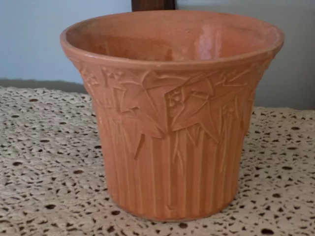 Vtg Brush McCoY Pottery Ivy Berries PLANTER Peach PiNK FLOWER POT Vase 6.25” USA