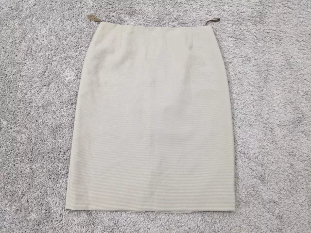 Tahari Pencil Skirt Womens Size 6 Beige Tan Back Zip Career Slit Stretch Lined