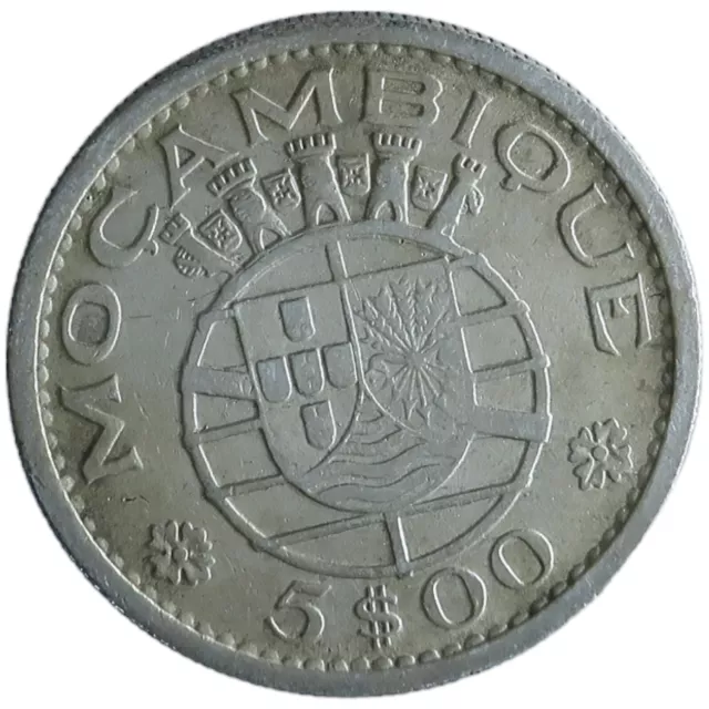 1960 Plata Portuguesa Mozambique 5 Escudos Moneda Colonial Africana Portuguesa Z379