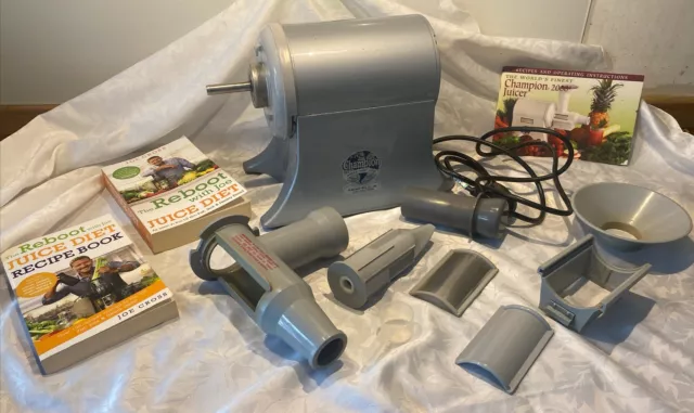 The World’s Finest Champion 2000+ Juicer With Instructions ,And Joe Juice Books.
