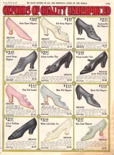 Vintage Paper Ad 1911 Women Button Shoes Boots Edwardian Fashion 1910s Macy's