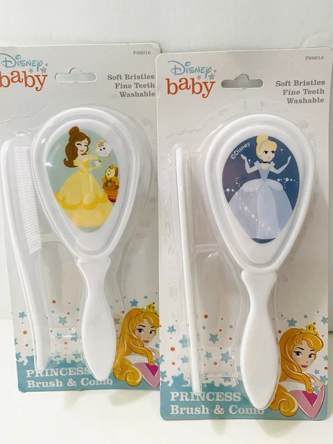 NEW Disney Baby CINDERELLA  & Belle SOFT BRUSH + COMB SET Princess Gift NIP🌸🦋