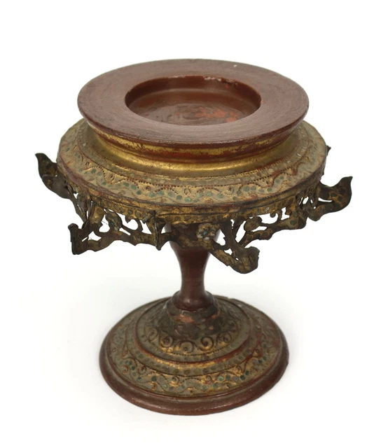 Antique Burmese lacquerware pedestal, late 19th Century. 22.5cm high. Burma