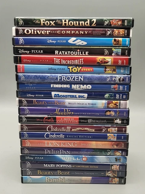 (20) All Walt Disney Pixar DVD Movie Lot, Animated Cartoon Family Kids Children