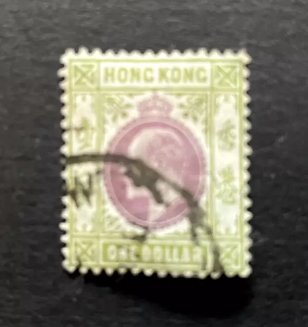 Hong Kong:  1904, King Edward VII $1 Purple / Sage Green SG 86  Fine Used.
