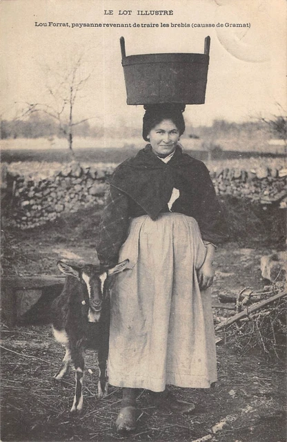 Cpa 46 Le Lot Lou Forrat Peasant Returning From Milking Sheep Cause Gramat