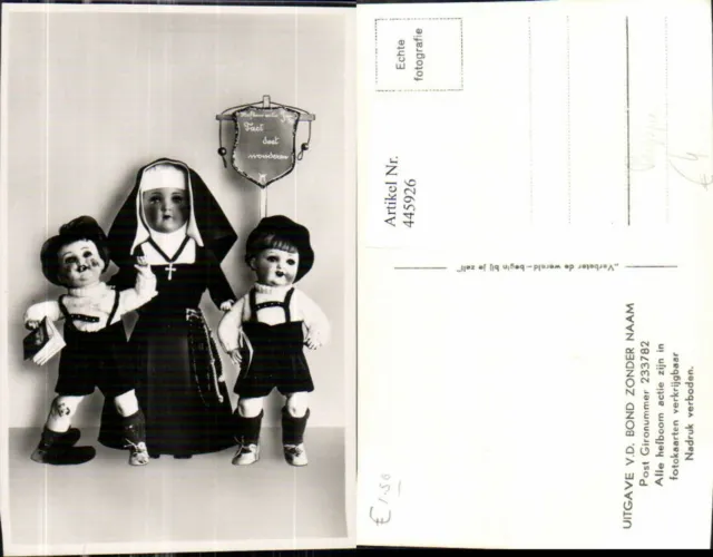 445926,Foto Ak Uitgave V.D. Bond Zonder Naam Spielzeug Puppen Nonne m. Kinder