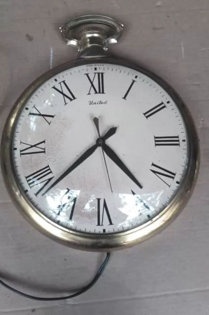 Vintage Working United Clock Corp Brooklyn, NY Model #40 Pocket Watch Wall Clock