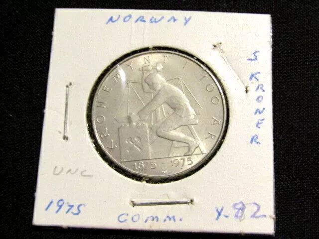 Norway 1975 5 Kroner Commemorative 1875-1975 unc Coin