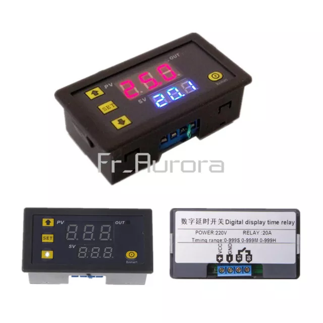 AC 110V-220V Digital LED Dual Display Cycle Timing Delay Timer Relay Module NEW