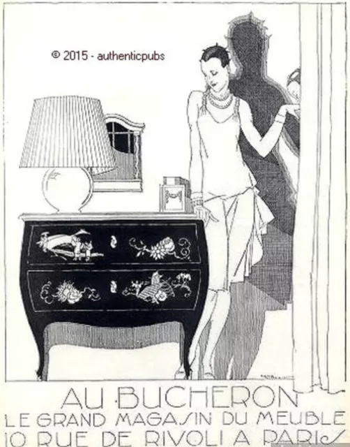 Publicite Au Bucheron Dessin Signe Rene Vincent De 1927 French Ad Pub Art Deco