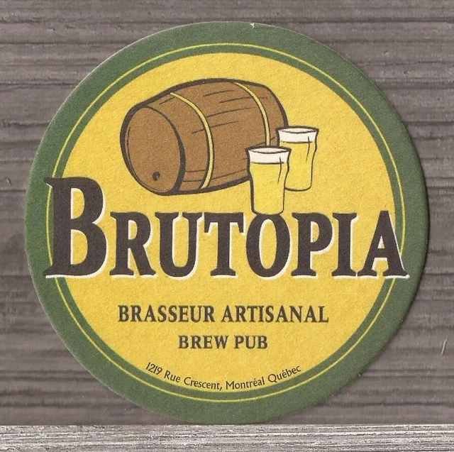 Beer Coaster-Brutopia Brasseur Artisanal Brew Pub Montreal Quebec Canada-1841