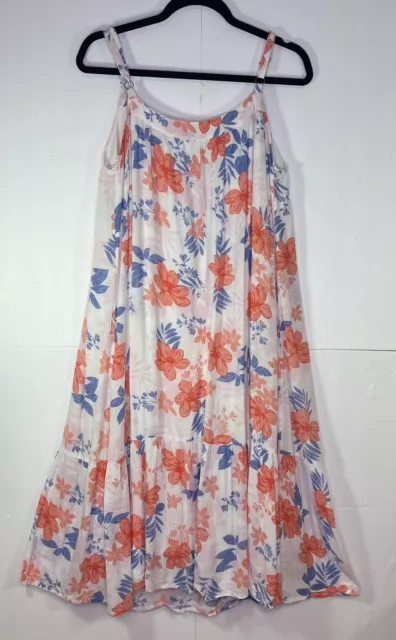 Gap Midi Floral Sundress Lined Lightweight Ruffled Hem Crinkle Rayon Dress 2