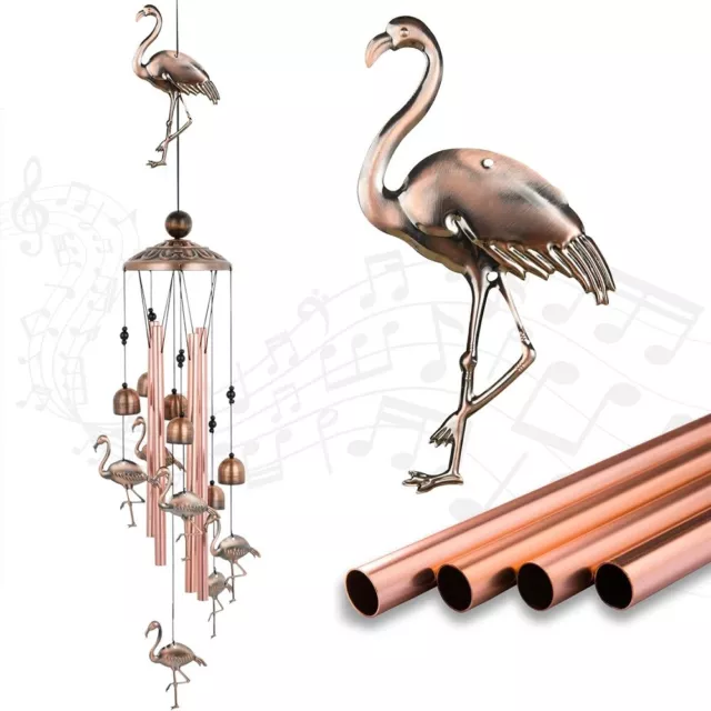 33" Flamingo Metal Wind Chimes Outdoor Garden 4 Tubes Bells Home Yard Decor Gift