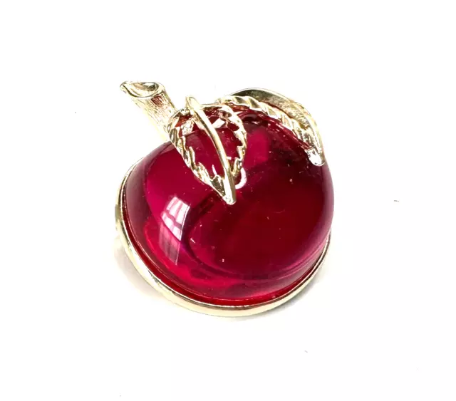 SIGNED SARAH COVENTRY Pink Lucite Apple Fruit Vintage Brooch Jewelry ...
