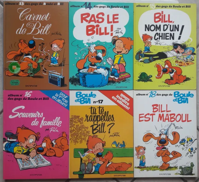 Boule et Bill : lot de 6 albums BD (13 à18) BE/TBE, 1979/1991, voir les photos