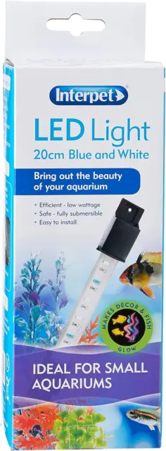 Interpet Kids Luce LED Bianco e Blu Brillante per Acquario, Blu, Bianco, 1 Fila - 20cm