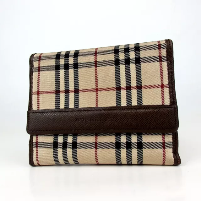 Authentic BURBERRY Nova Check wallet Nylon jacquard/leather[Used]