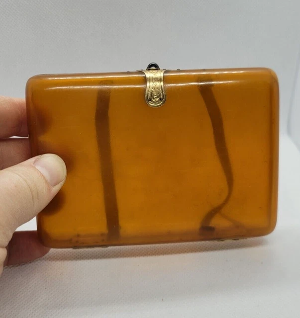 Étui Manucure Vintage En Bakélite Blanche - Fermoir Alu - Occasion (cassé)