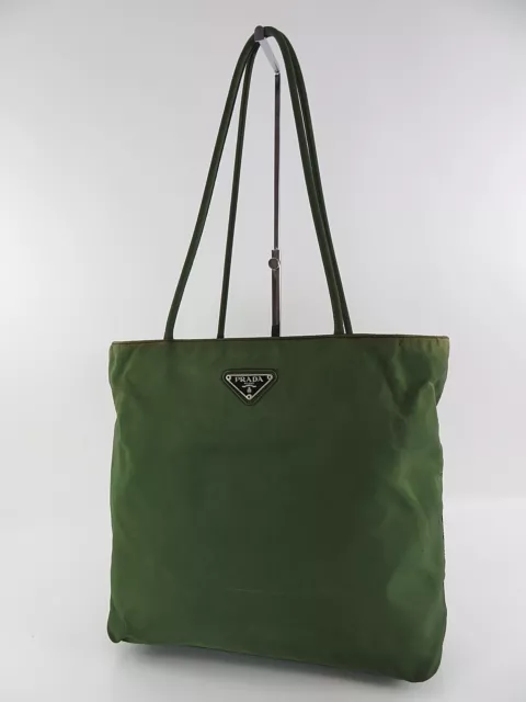 Authentic PRADA Green Nylon Tote Shoulder Bag Purse #55815