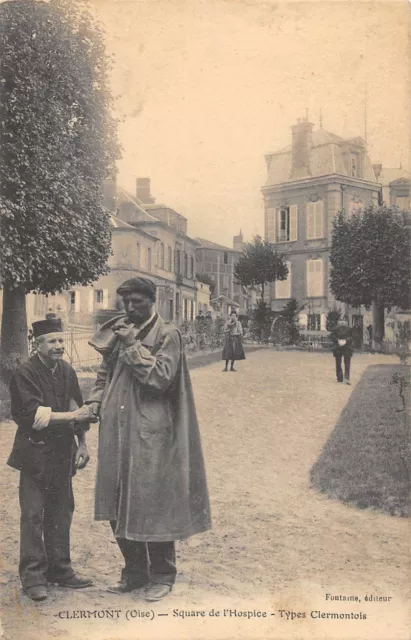 CPA 60 CLERMONT SQUARE DE L'HOSPICE TYPES CLERMONTOIS (cpa not common