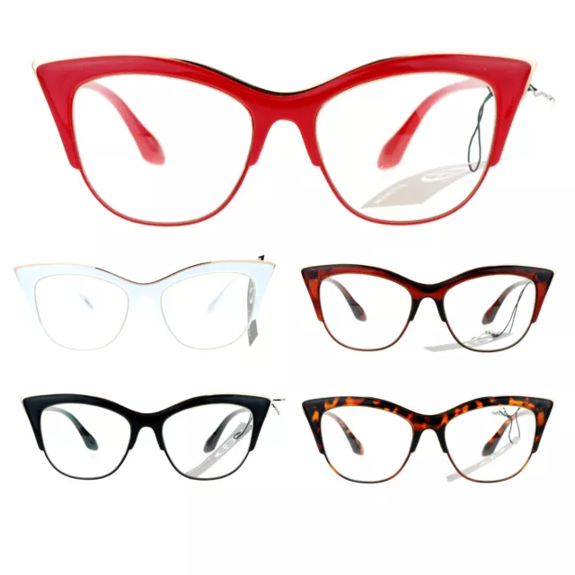 Womens High Point Squared Half Rim Look Cat Eye Retro Designer Eye Glasses