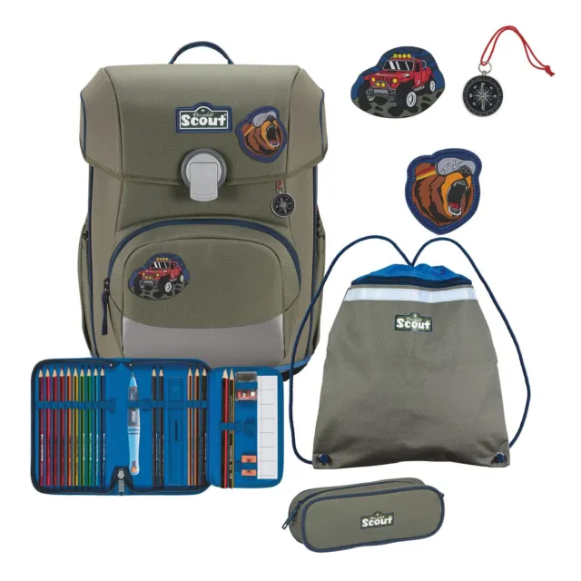 Scout Basic Neo Set 4 Piezas Mochilas Escolares Aventura Verde Oliva