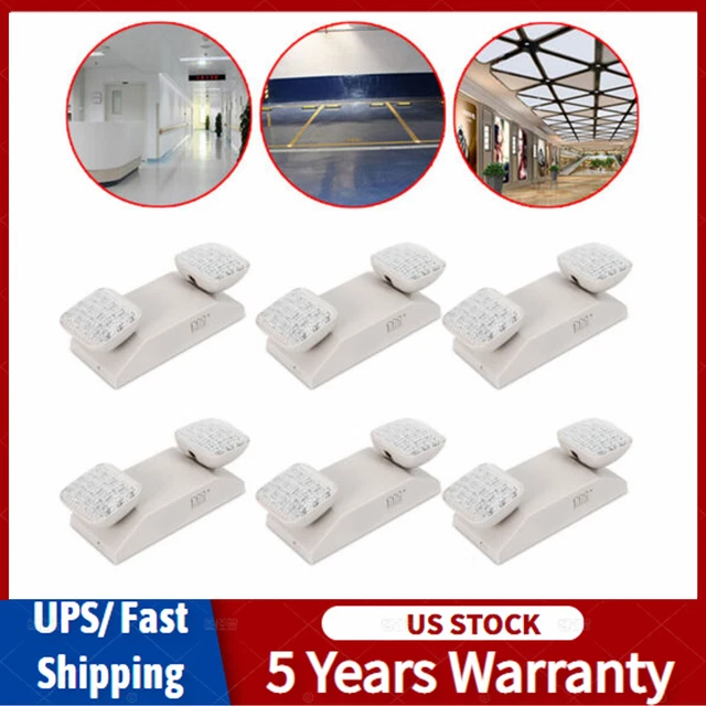 6 Pack LED Emergency Exit Light Adjustable 2 Dual Head & Battery Back-up UL 924