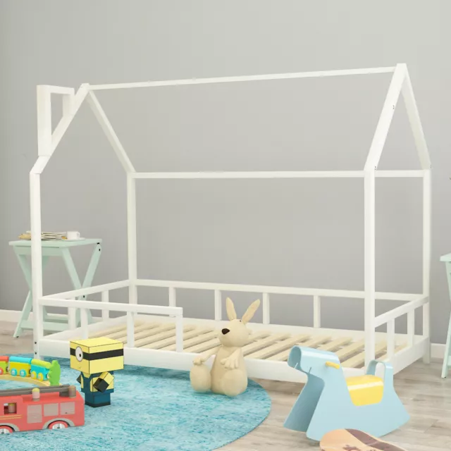 Kids Bed Single Bedstead House Bed Frame Pine Wood Children Bedroom Furniture