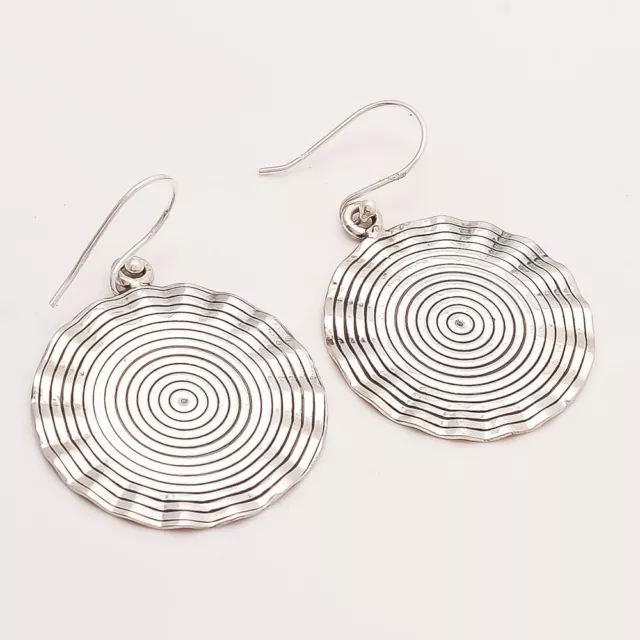 925 Sterling Silver Round Spiral Hammered Earrings Women Handcrafted Jewelry