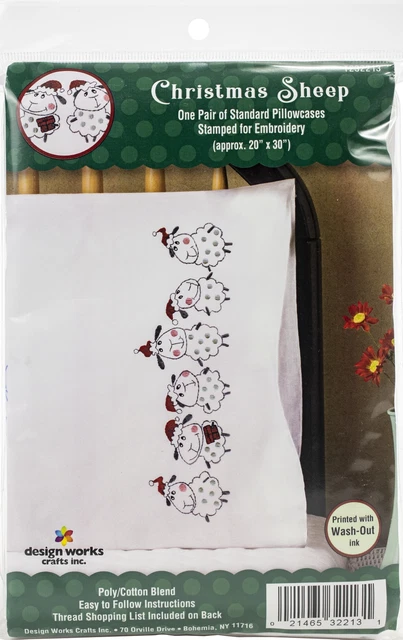 Tobin Stamped For Embroidery Pillowcase Pair 20"X30"-Christmas Sheep -T232213