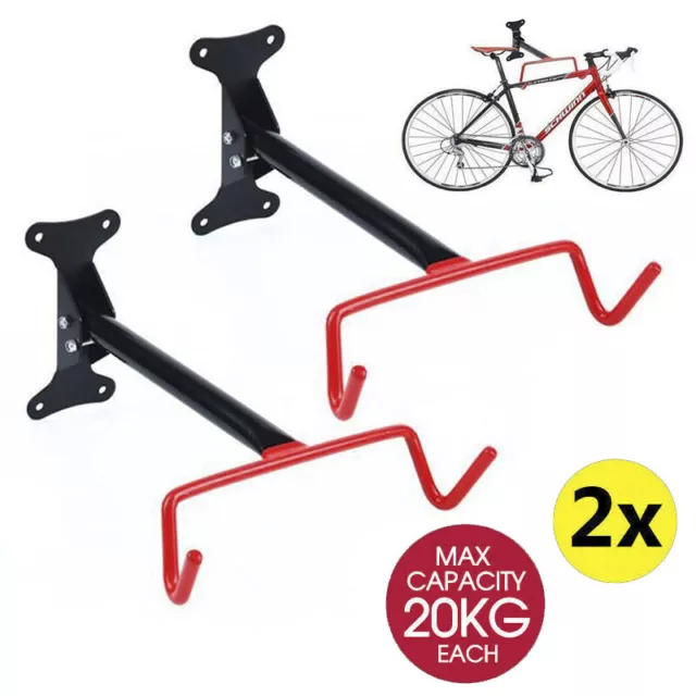 2x Large Premium Bike Bicycle Hanger Hook Wall Mounted Garage Storage Rack Mount