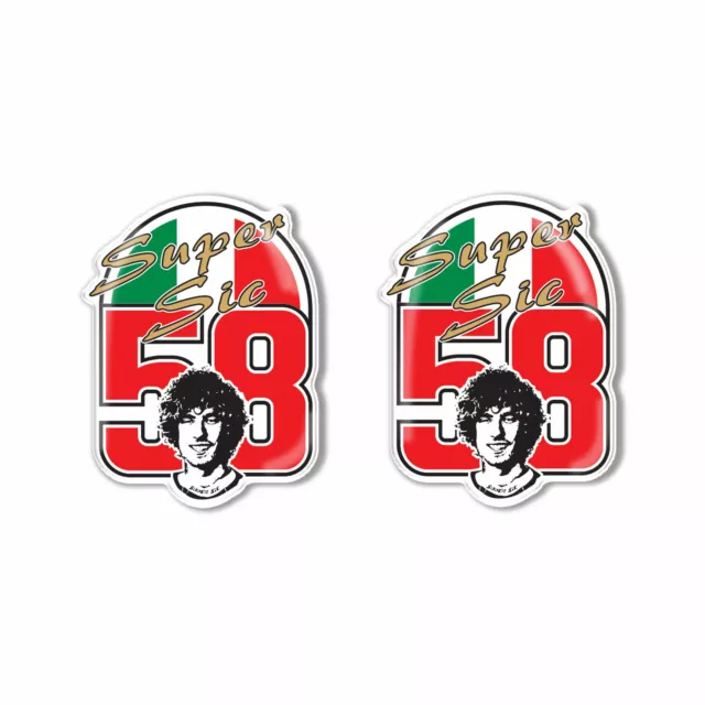 2 Exclusif Adhésif Résine Moto Marco Simoncelli Super Sic Tribute Hommage 58