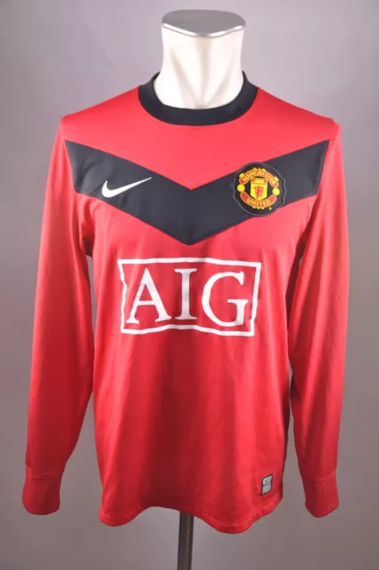 Manchester United Trikot 2009-2010 Gr. S Nike rot Home Jersey AIG Longsleeve
