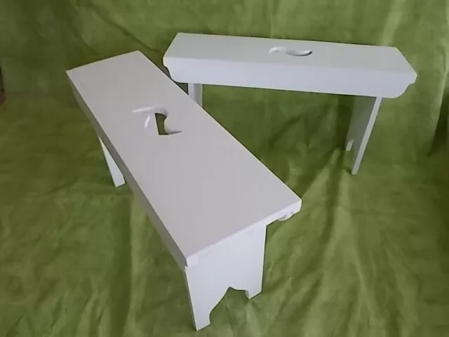 Pareja BANCOS de madera para niños. Largo 55 cms. Modelo Celtium Blanco