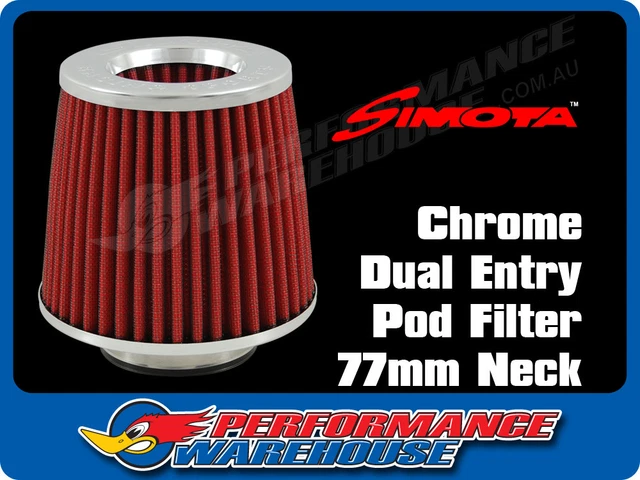 Simota Racing SIMOTA RACING POD Dual Entry Air Filter Chrome Top Red Element 77mm ...
