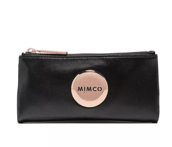 MIMCO Black Wallet Long Fold Rose Gold Hardware Pouch Dust Bag BNWT RRP$179 NEW