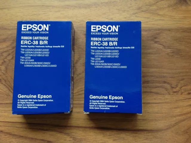 2 x Genuine Epson Black ERC-38 Ribbon Cartridge . Free UK Postage 3