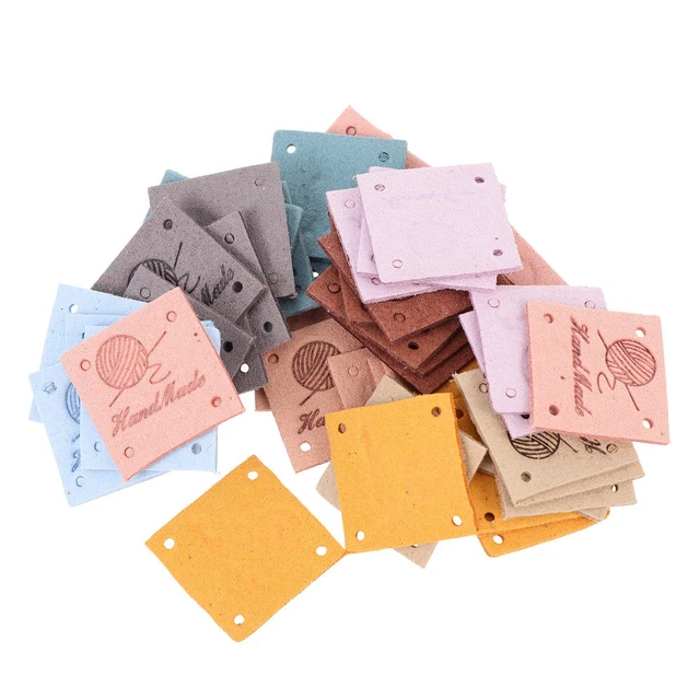 45PCS Stylish Labels Personalized Leather Tags Clothing Hand Made Label