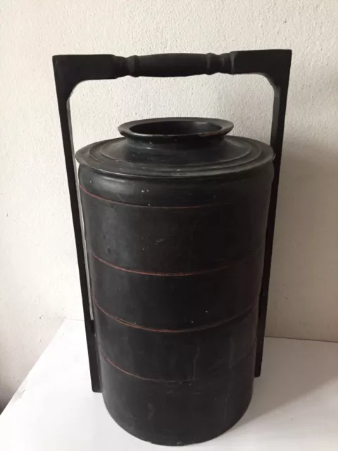 Antique Burmese lacquer lunch box storage