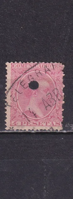 1889 - España - Alfonso XIII - Telegrafos -  Edifil 227t - 4 pesetas - Bonito