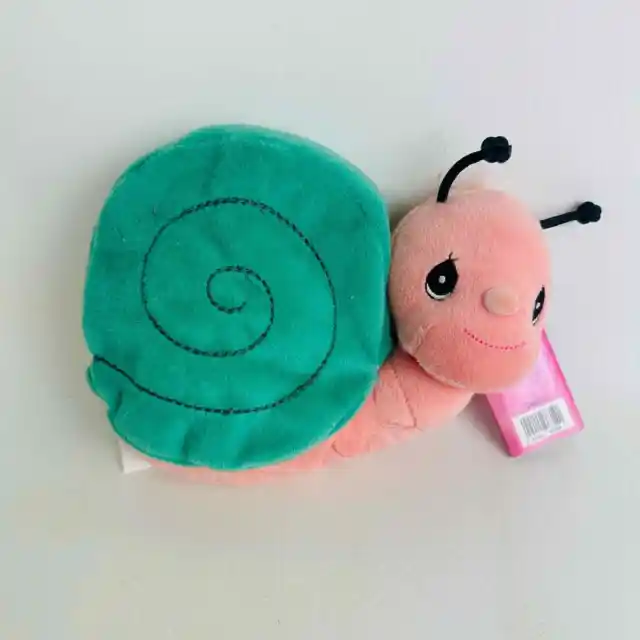 Precious Moments Tender Tails Pink Green Snail Soft Plush Stuffed Animal 7” New