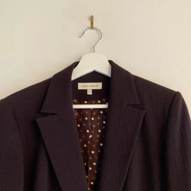 Laura Ashley 12 Purple Jacket Blazer Wool Blend Aubergine Plum Smart Office